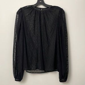 Vixen by Micheline Pitt - Lovely Blouse in Black Swiss Dot - Size Medium